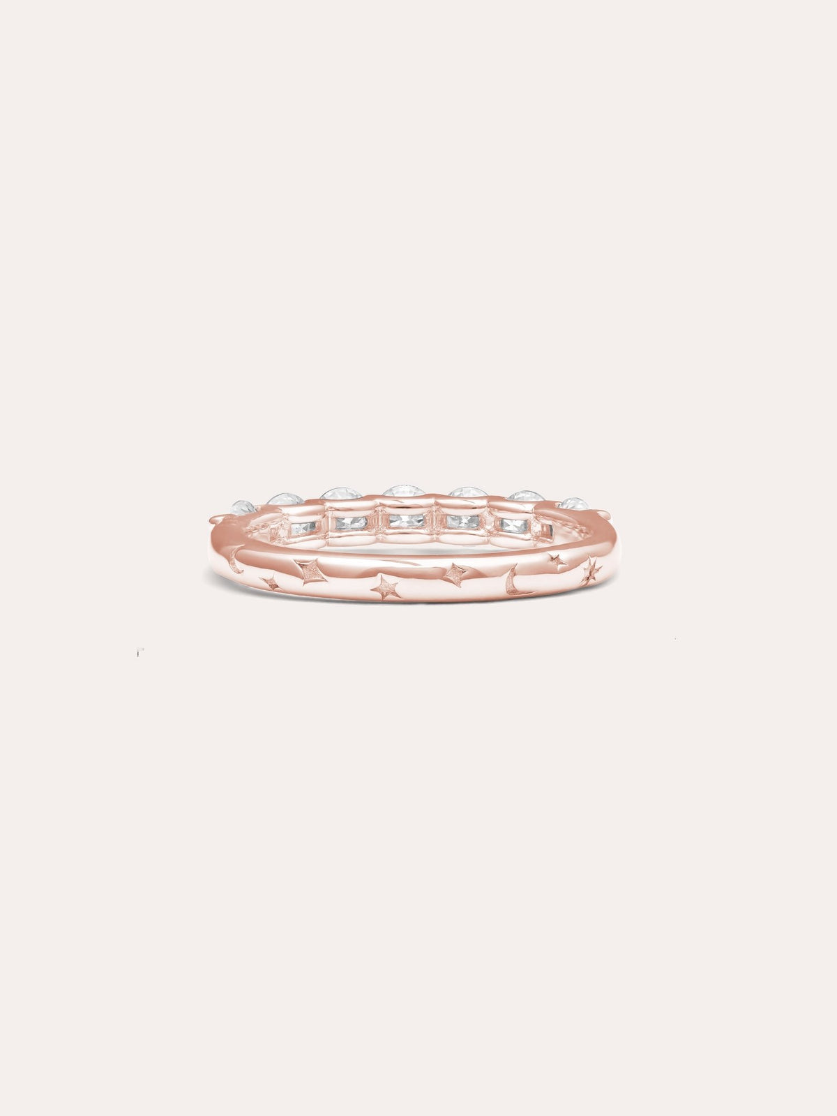 Snowfall White Moissanite Eternity Band 18K Rose Gold (12) – Mondays Made Flower & Birthstone Jewelry Singapore