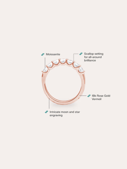 Snowfall White Moissanite Eternity Band 18K Rose Gold It – Mondays Made Flower & Birthstone Jewelry Singapore