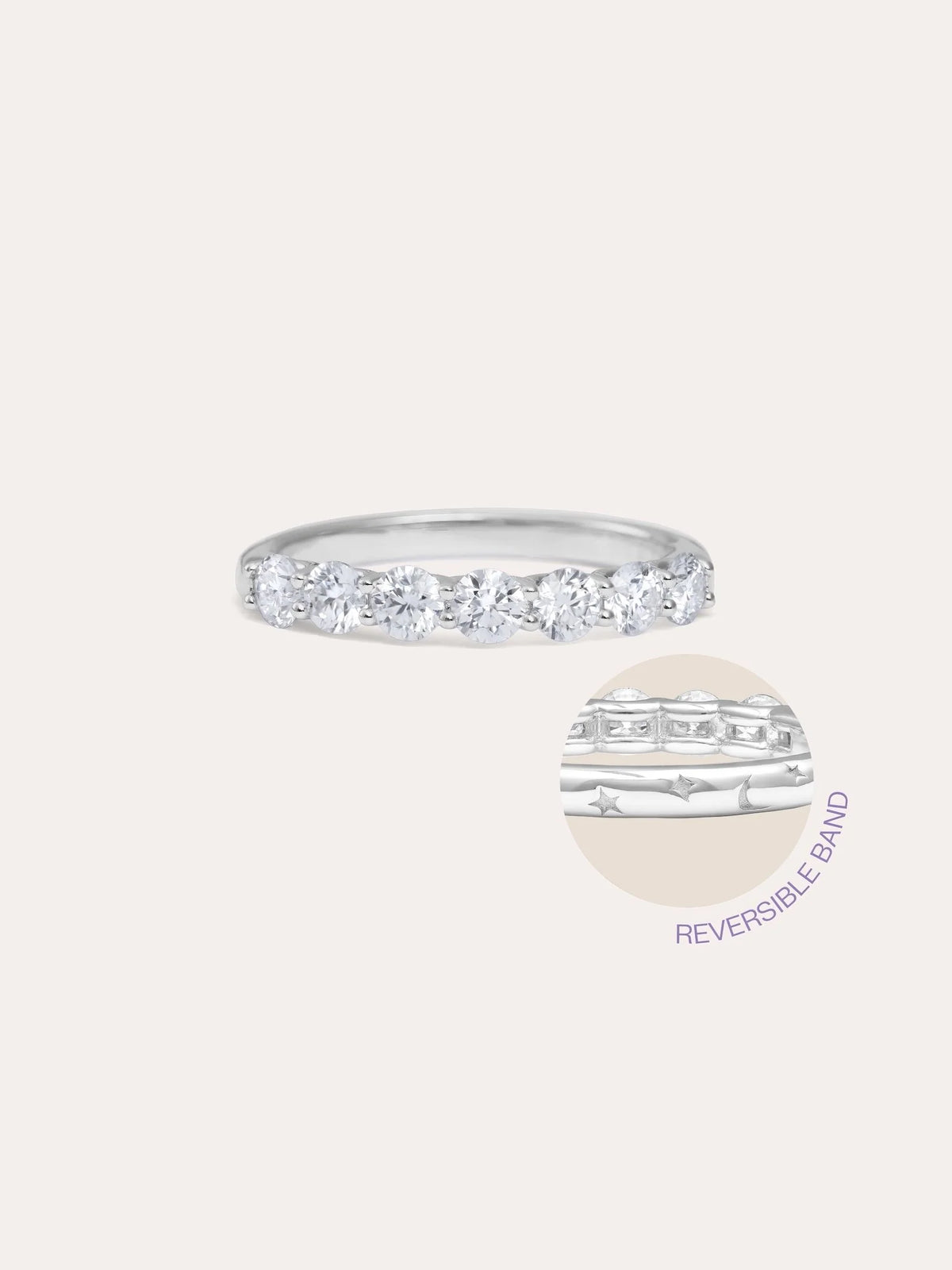 Snowfall White Moissanite Eternity Band