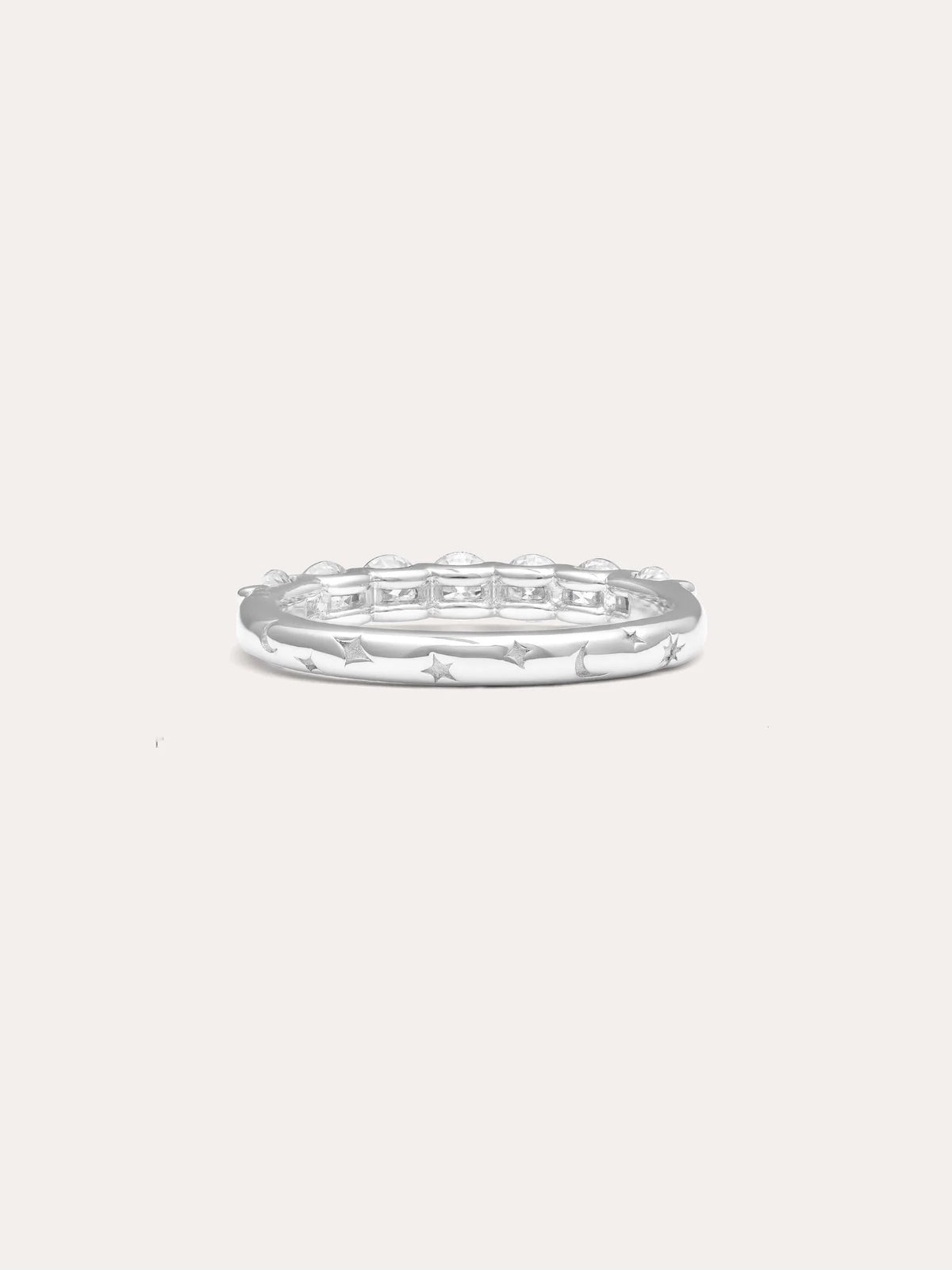 Snowfall White Moissanite Eternity Band