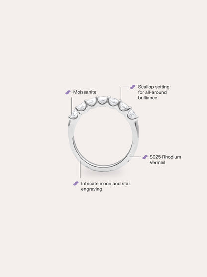 Snowfall White Moissanite Eternity Band S925 Silver Rhodium It – Mondays Made Flower & Birthstone Jewelry Singapore