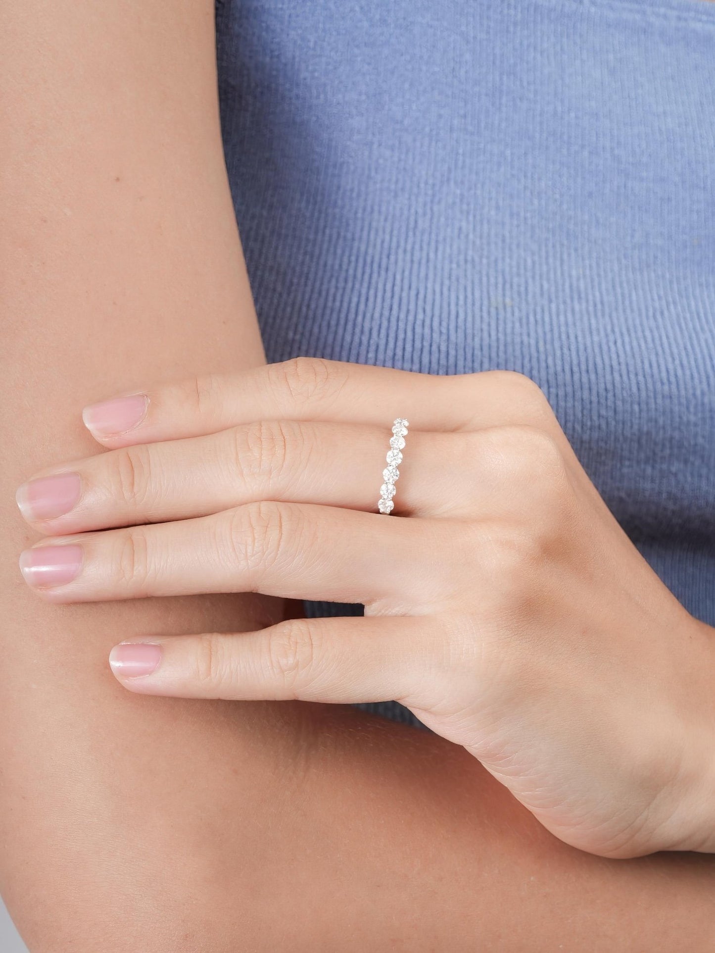 Snowfall White Moissanite Eternity Band