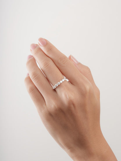 Snowfall White Moissanite Eternity Band S925 Silver Rhodium (11) – Mondays Made Flower & Birthstone Jewelry Singapore