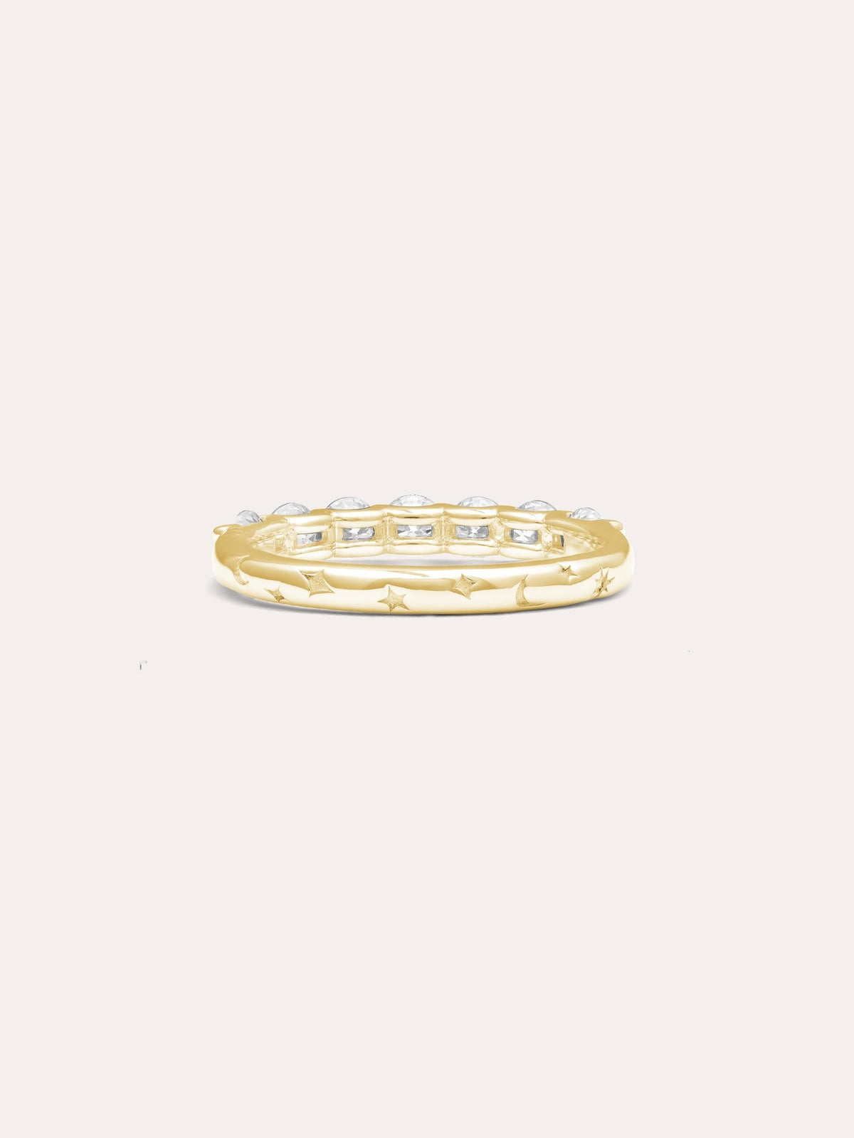 Snowfall White Moissanite Eternity Band 18K Gold (10) – Mondays Made Flower & Birthstone Jewelry Singapore