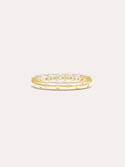 Snowfall White Moissanite Eternity Band 18K Gold (10) – Mondays Made Flower & Birthstone Jewelry Singapore