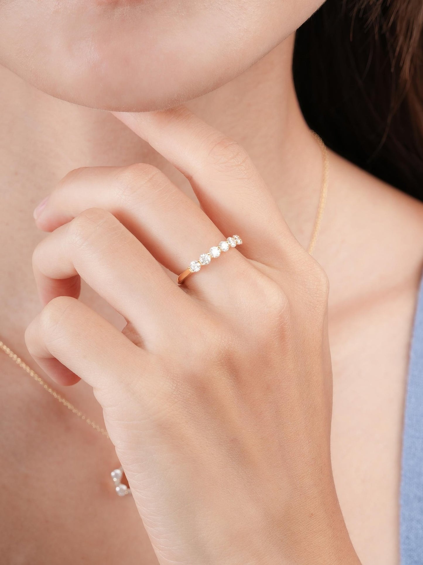 Snowfall White Moissanite Eternity Band