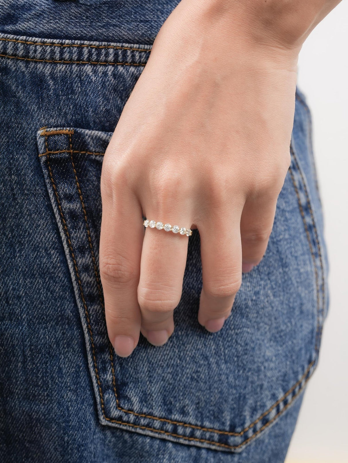 Snowfall White Moissanite Eternity Band 18K Gold (13) – Mondays Made Flower & Birthstone Jewelry Singapore