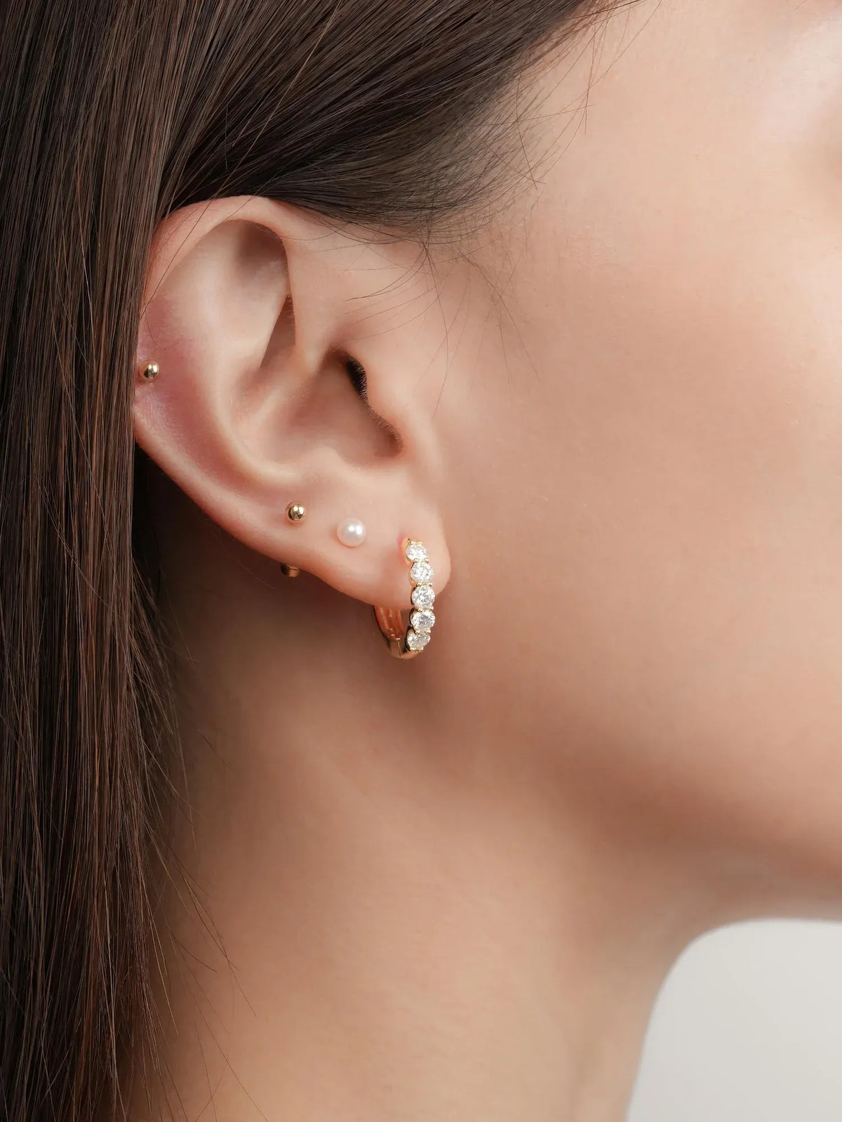 Snowfall White Moissanite Reversible Huggie Earrings