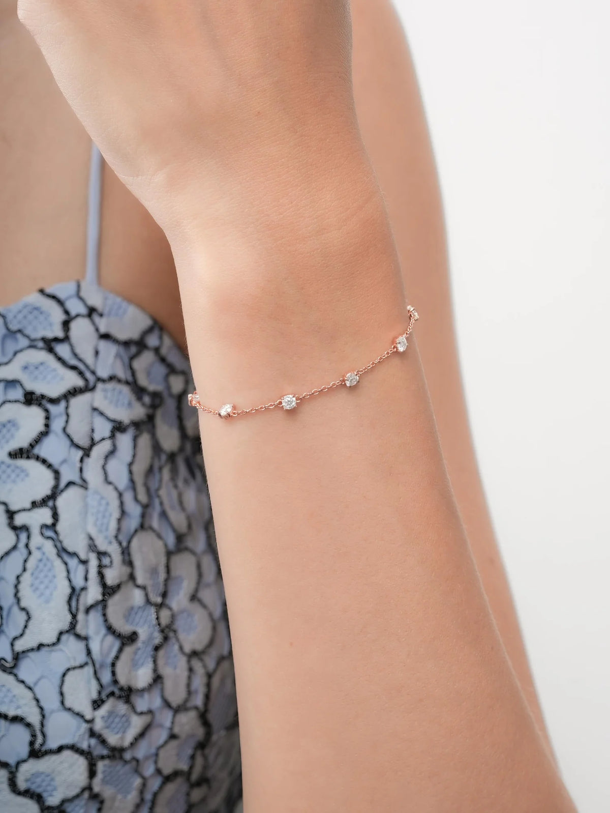 Snowfall White Moissanite Station Bracelet