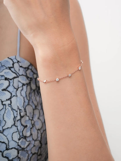 Snowfall White Moissanite Station Bracelet