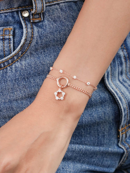 Snowfall White Moissanite Station Bracelet 18K Rose Gold (3) – Mondays Made Flower & Birthstone Jewelry Singapore