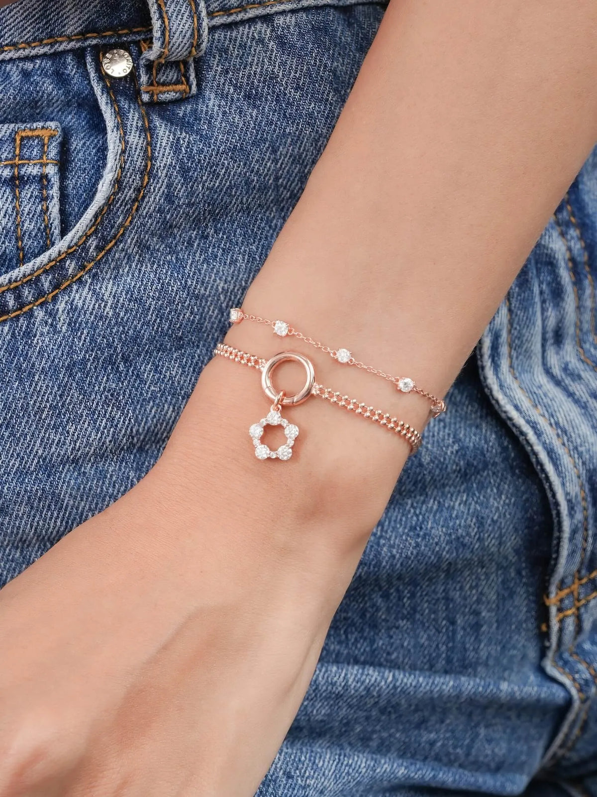Snowfall White Moissanite Station Bracelet