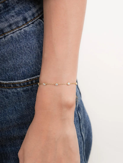 Snowfall White Moissanite Station Bracelet