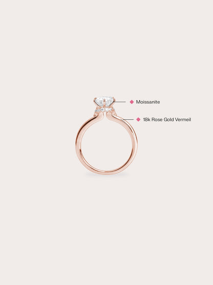 Solitaire Moissanite Arch Ring 18K Rose Gold (4) – Mondays Made Flower & Birthstone Jewelry Singapore