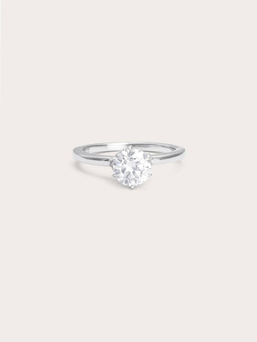Solitaire Moissanite Arch Ring S925 Silver Rhodium (1) – Mondays Made Flower & Birthstone Jewelry Singapore