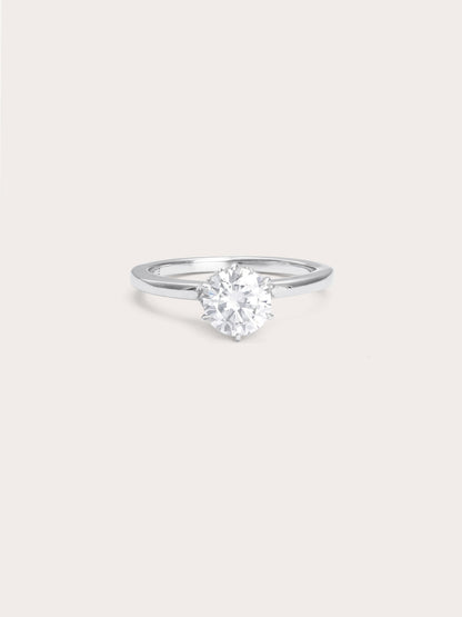 Solitaire Moissanite Arch Ring S925 Silver Rhodium (1) – Mondays Made Flower & Birthstone Jewelry Singapore