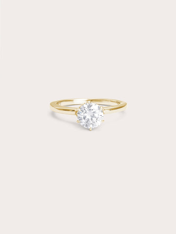 Solitaire Moissanite Arch Ring 18K Gold (1) – Mondays Made Flower & Birthstone Jewelry Singapore