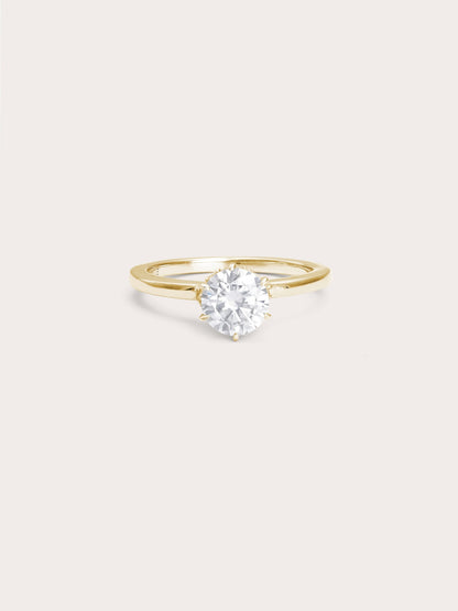 Solitaire Moissanite Arch Ring 18K Gold (1) – Mondays Made Flower & Birthstone Jewelry Singapore