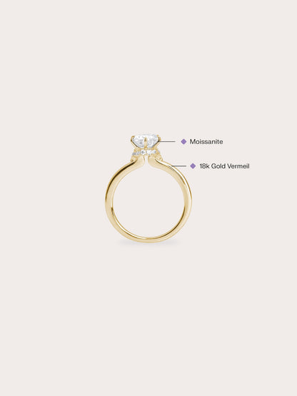 Solitaire Moissanite Arch Ring 18K Gold (4) – Mondays Made Flower & Birthstone Jewelry Singapore