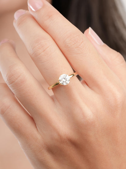 Solitaire Moissanite Arch Ring 18K Gold (2) – Mondays Made Flower & Birthstone Jewelry Singapore
