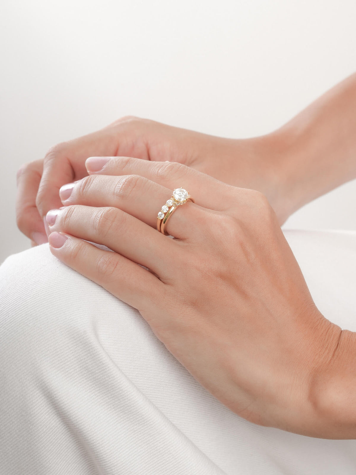 Solitaire Moissanite Arch Ring 18K Gold (3) – Mondays Made Flower & Birthstone Jewelry Singapore