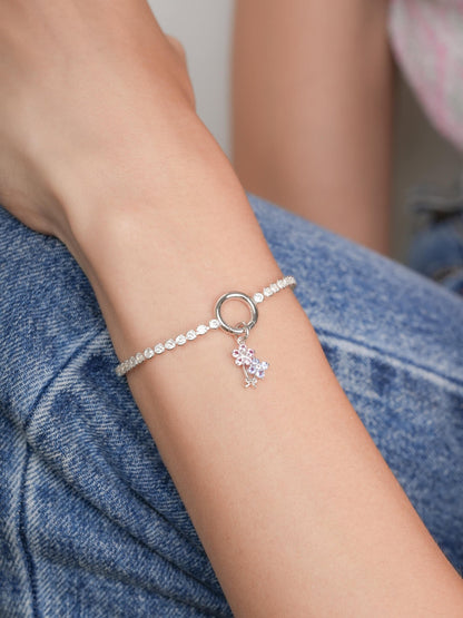 Spring Blossom Bouquet Charm S925 Silver Rhodium (5) – Mondays Made Flower & Birthstone Jewelry Singapore