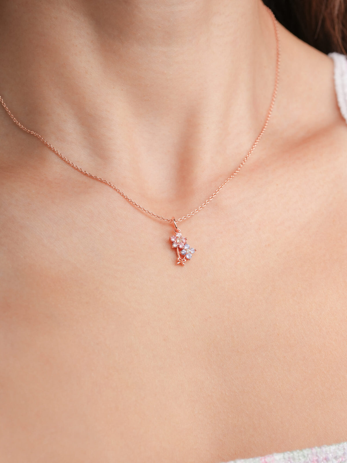 Spring Blossom Bouquet Necklace 18K Rose Gold (5) – Mondays Made Flower & Birthstone Jewelry Singapore