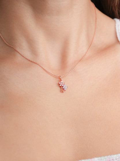 Spring Blossom Bouquet Necklace 18K Rose Gold (5) – Mondays Made Flower & Birthstone Jewelry Singapore