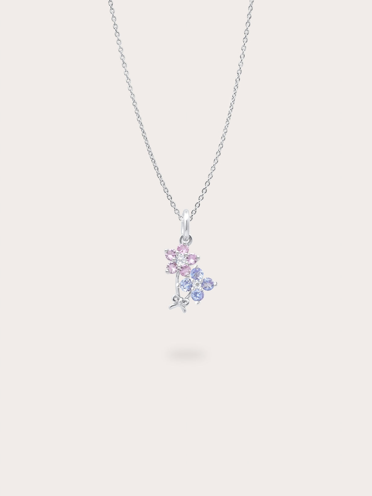 Spring Blossom Bouquet Necklace S925 Silver Rhodium (1) – Mondays Made Flower & Birthstone Jewelry Singapore