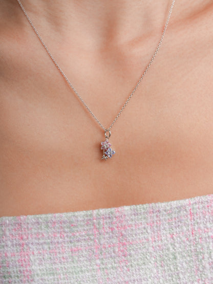 Spring Blossom Bouquet Necklace S925 Silver Rhodium (3) – Mondays Made Flower & Birthstone Jewelry Singapore