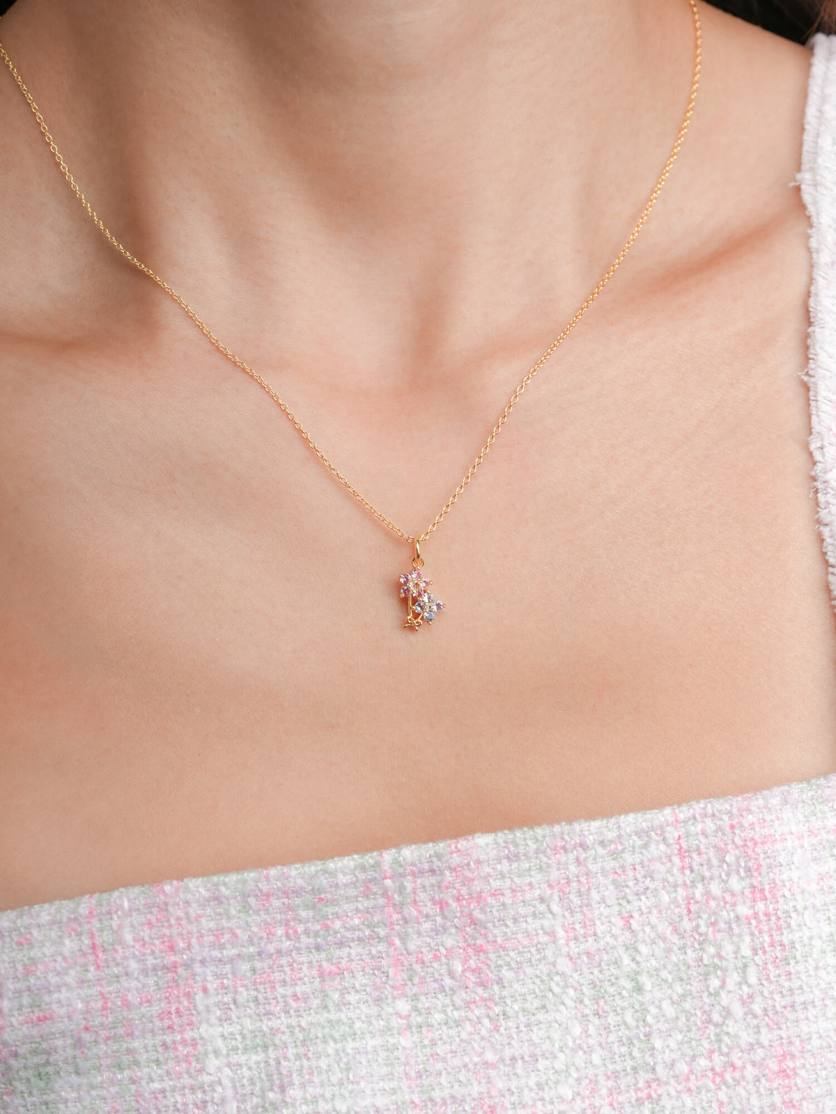 Spring Blossom Bouquet Necklace 18K Gold (2) – Mondays Made Flower & Birthstone Jewelry Singapore