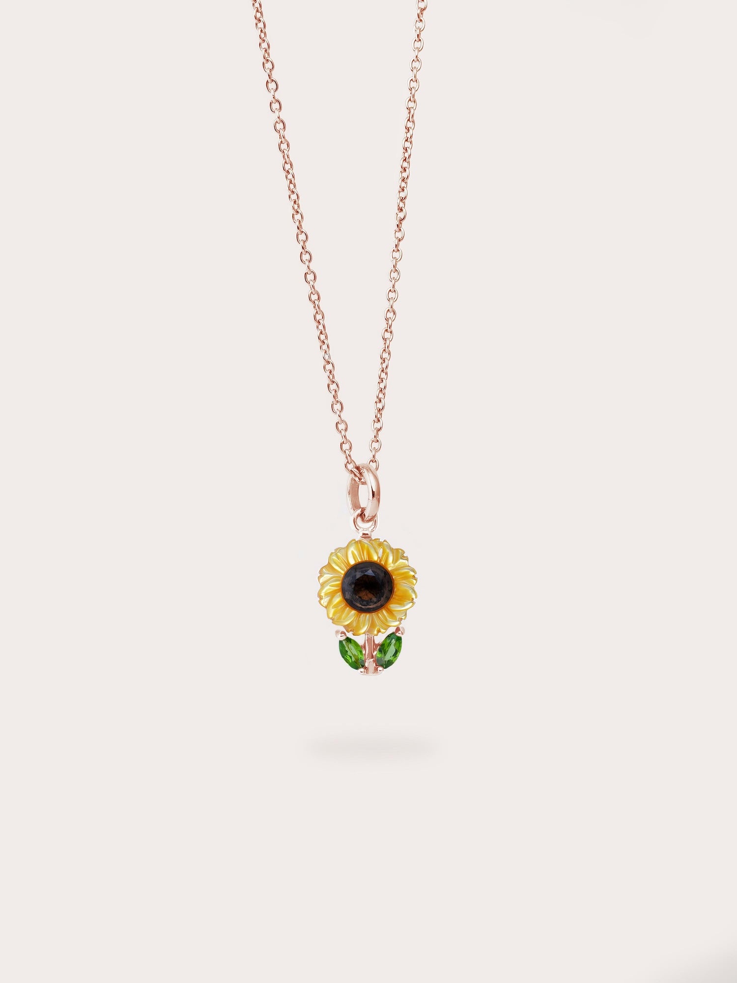 Carved Sunflower Necklace in 18k Rose Gold Vermeil from Mondays Made