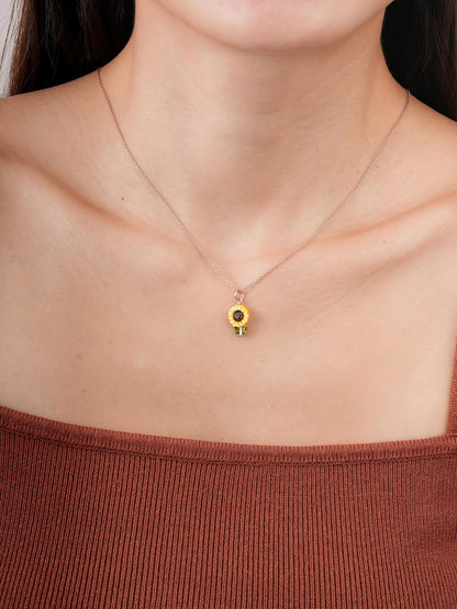 Sunflower Necklace 18K Rose Gold (2) – Mondays Made Flower & Birthstone Jewelry Singapore