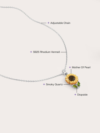 Sunflower Necklace S925 Silver Rhodium Flat – Mondays Made Flower & Birthstone Jewelry Singapore
