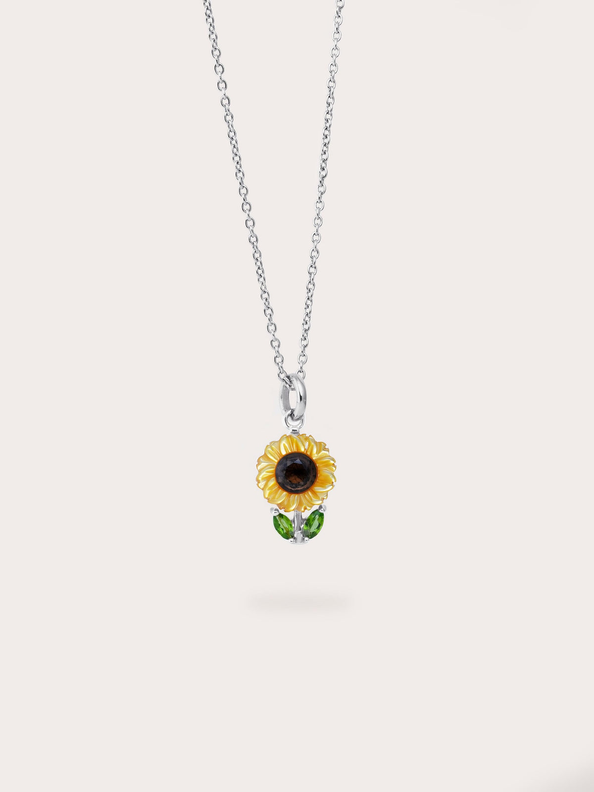 Sunflower Necklace S925 Silver Rhodium (1) – Mondays Made Flower & Birthstone Jewelry Singapore