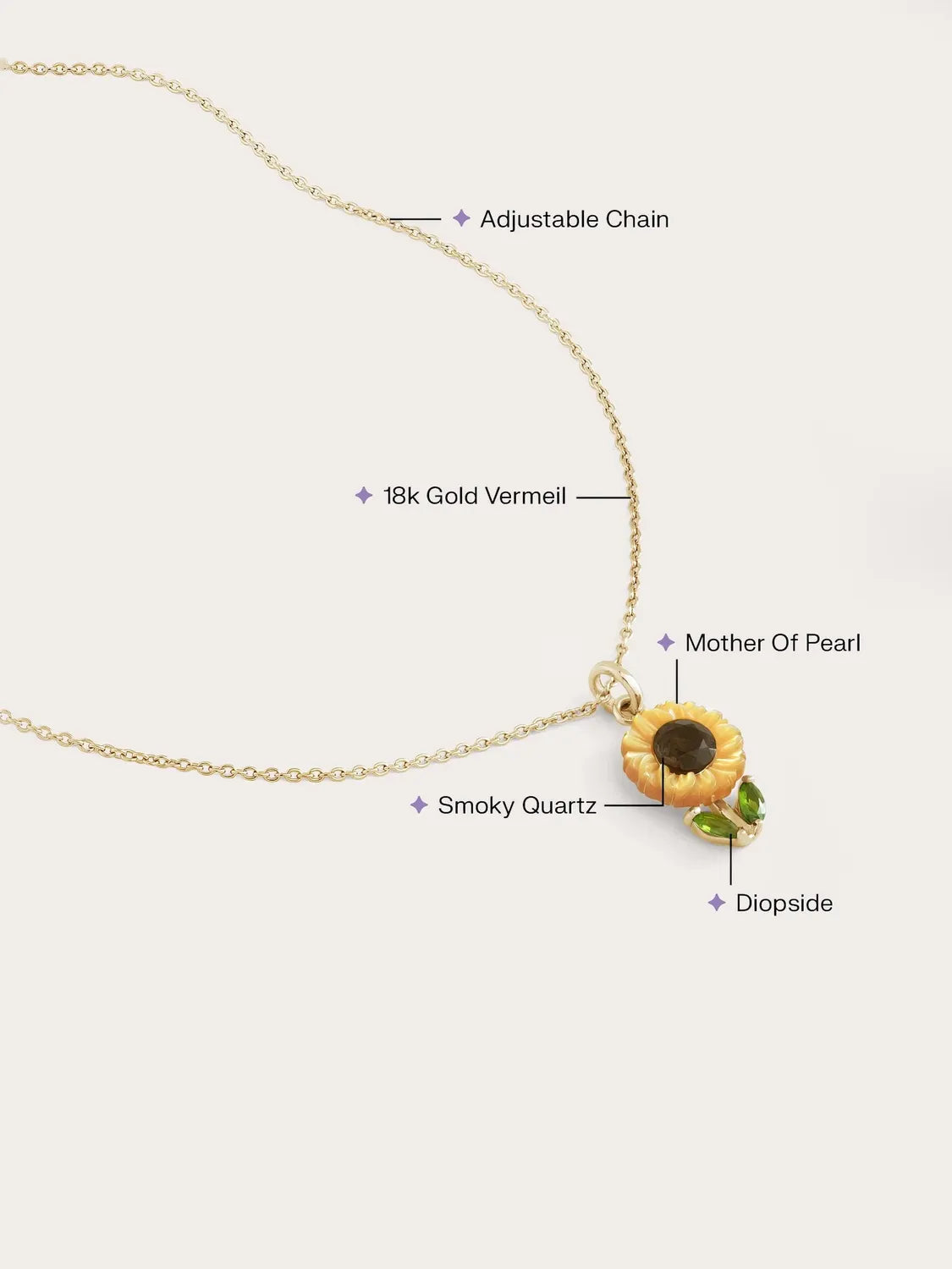 Carved Sunflower Necklace