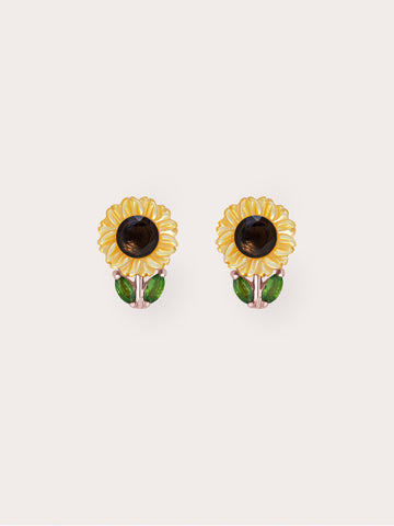 Sunflower Stud 18K Rose Gold – Mondays Made Flower & Birthstone Jewelry Singapore