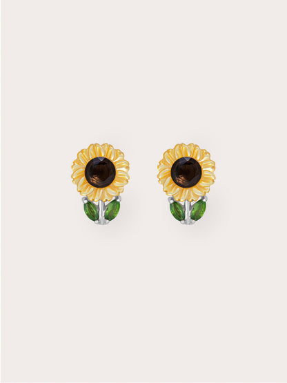 Sunflower Stud S925 Silver Rhodium – Mondays Made Flower & Birthstone Jewelry Singapore