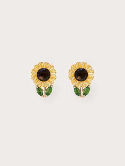 Sunflower Stud 18K Gold – Mondays Made Flower & Birthstone Jewelry Singapore
