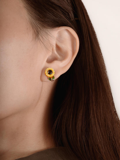 Sunflower Studs 18K Rose Gold S2v2ps (2) – Mondays Made Flower & Birthstone Jewelry Singapore
