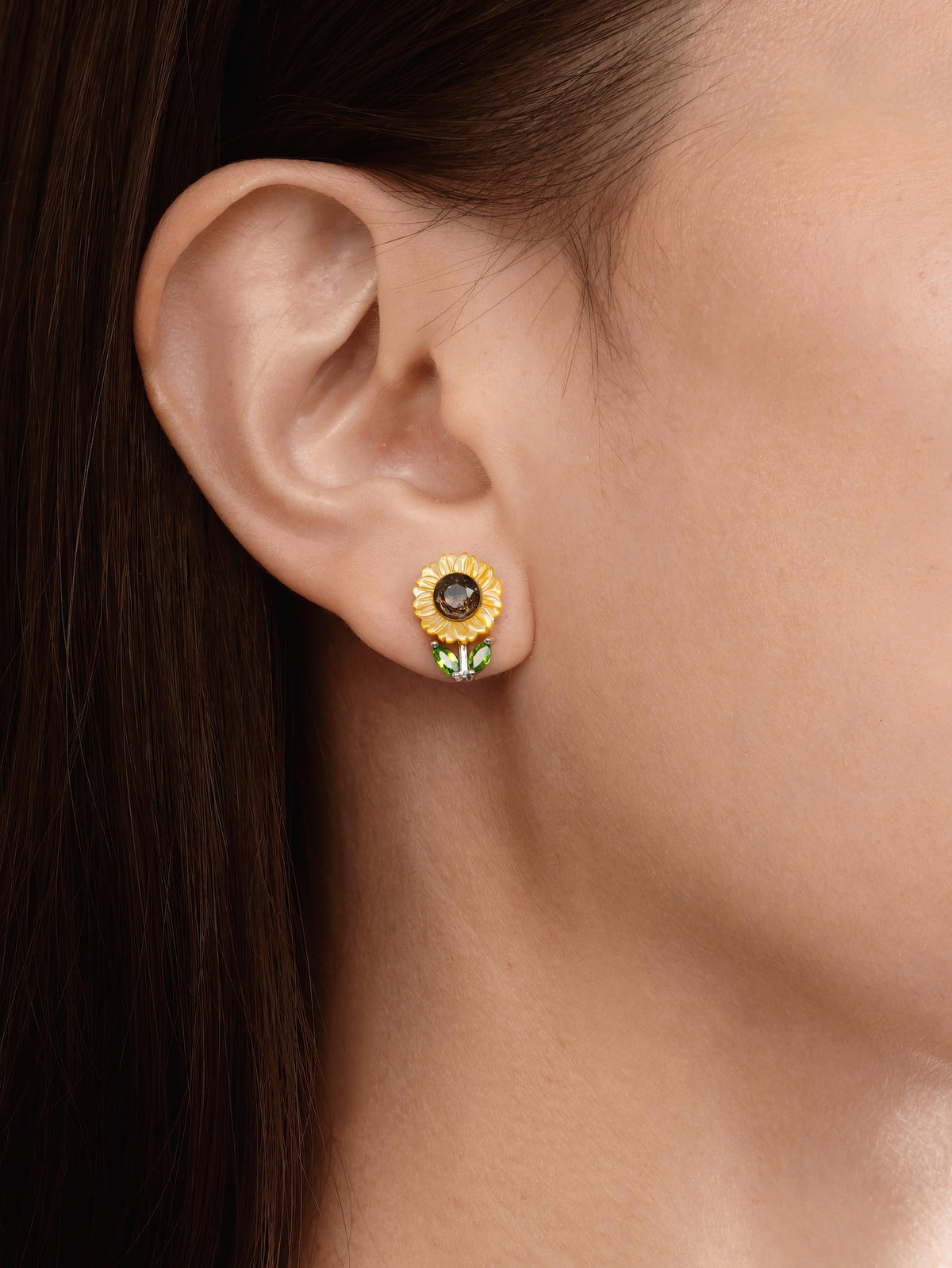 Sunflower Studs S925 Silver Rhodium S1v2ps – Mondays Made Flower & Birthstone Jewelry Singapore