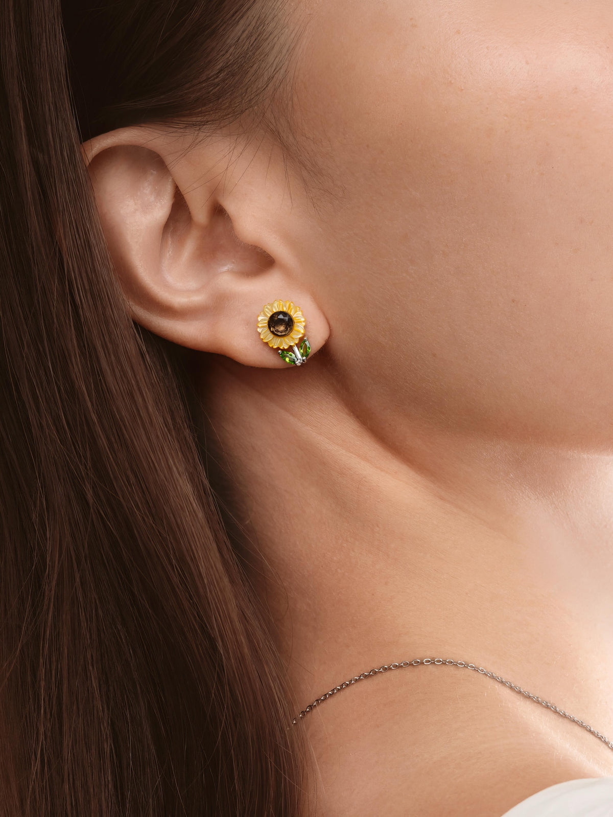 Sunflower Studs S925 Silver Rhodium S2v2ps – Mondays Made Flower & Birthstone Jewelry Singapore