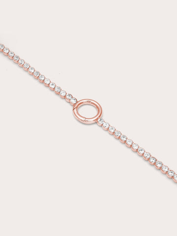 Tennis Charm Bracelet 18K Rose Gold (1) – Mondays Made Flower & Birthstone Jewelry Singapore