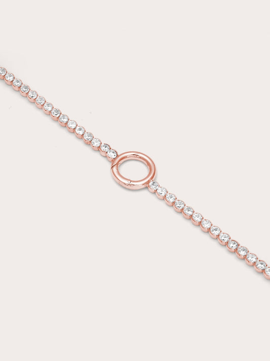 Tennis Charm Bracelet 18K Rose Gold (1) – Mondays Made Flower & Birthstone Jewelry Singapore