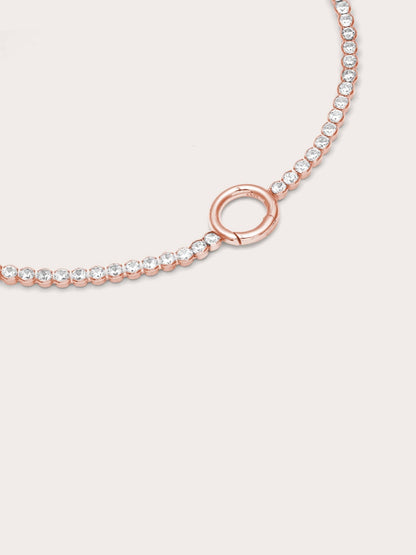 Tennis Charm Bracelet 18K Rose Gold (2) – Mondays Made Flower & Birthstone Jewelry Singapore
