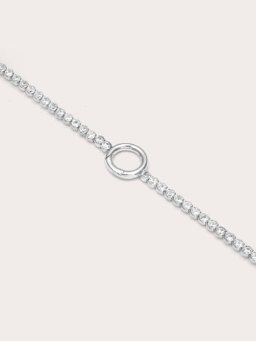 Tennis Charm Bracelet S925 Silver Rhodium (1) – Mondays Made Flower & Birthstone Jewelry Singapore