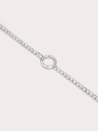 Tennis Charm Bracelet S925 Silver Rhodium (1) – Mondays Made Flower & Birthstone Jewelry Singapore