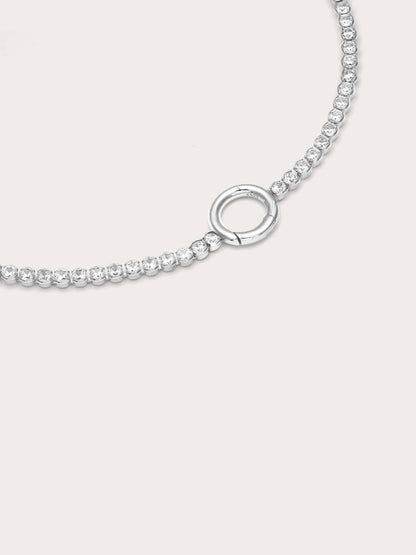Tennis Charm Bracelet S925 Silver Rhodium (2) – Mondays Made Flower & Birthstone Jewelry Singapore