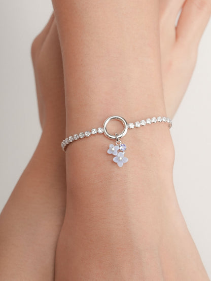 Tennis Charm Bracelet S925 Silver Rhodium (5) – Mondays Made Flower & Birthstone Jewelry Singapore