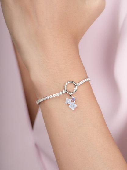 Tennis Charm Bracelet S925 Silver Rhodium (6) – Mondays Made Flower & Birthstone Jewelry Singapore